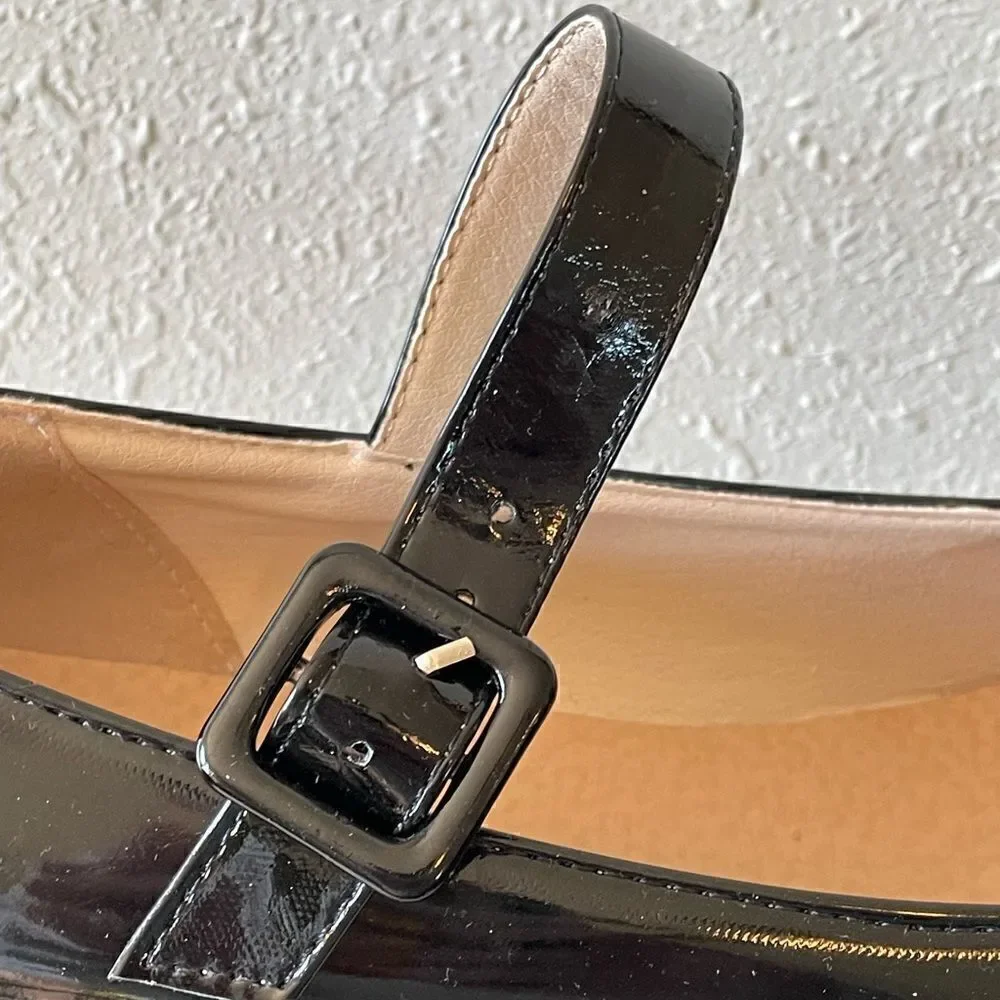 NWOT Unbranded Womens Shinny Black College Wedge Platform Mary Jane Shoe Size 46